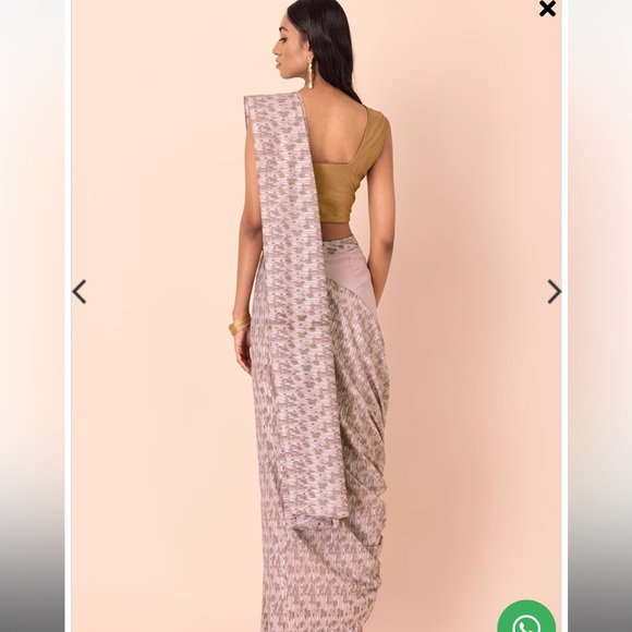 Blush Foil Striped Pre-Stitched XL Saree without blouse - Picture 2 of 6